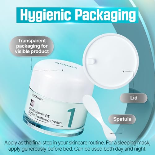 numbuzin No.1 Cream | Pantothenic B5 Active Soothing Cream | Lightweight Hydrating Moisturizer, Pantothenic Acid, Niacinamide | Excess Oil Control, Soothes Acne | Non-Comedogenic | 2.70 fl. oz.