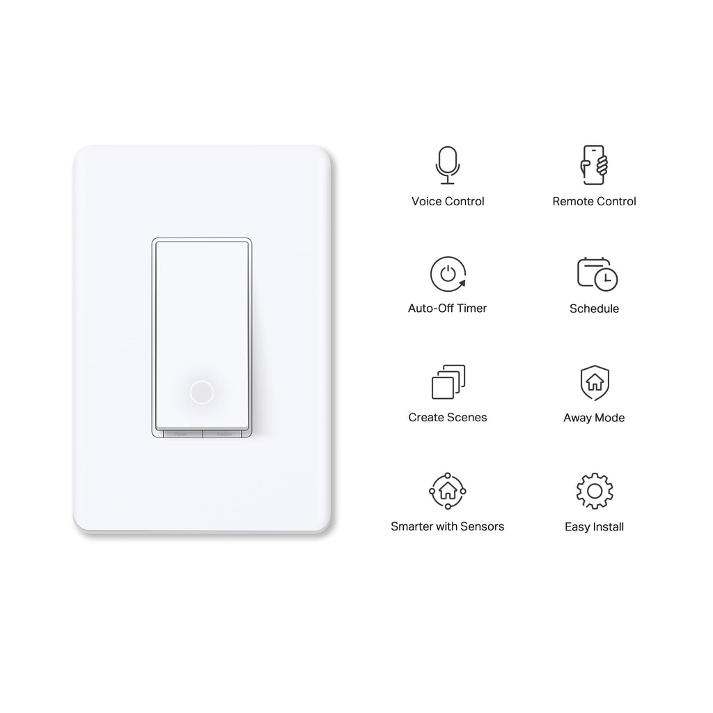 TP-Link Tapo Smart Light Switch, Single Pole, Neutral Wire Required, 2.4GHz Wi-Fi Light Switch Compatible with Alexa and Google Home, UL Certified, No Hub Required, White, Tapo S500(4-Pack)