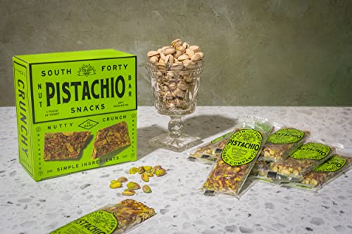 South 40 Snacks Crunchy Pistachio Bar, Just 4 Ingredients, Touch of Honey (40g Bar, Pack of 12)