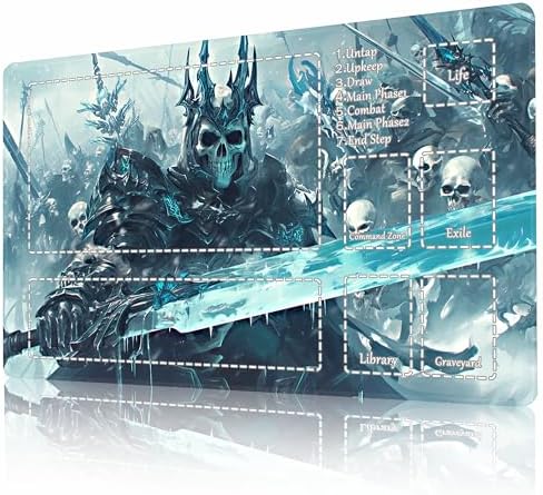 MTG Playmat Non-Slip Rubber Backing Printing Commander Board Game Desk Mat Duel Mat TCG PTCG Playmat 24x14 inches and Free Storage Bags (Skeleton Army with Zones)