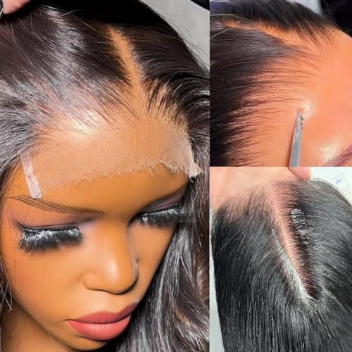 5x5 SKINLIKE Real HD Lace Closure Straight Human Hair 0.095mm Ultra-thin hd lace Closure with Tiny knots Brazilian Virgin Human Hair Free Part Closure pre plucked with Natural Hairline, 16inch