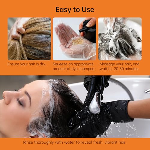 Hair Color Shampoo for Gray Hair- Hair Dye Shampoo,4 In 1 Easy to use Natural&Long Lasting Looking Ammonia Free(Dark Brown)