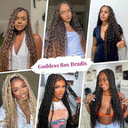 Boho Box Braids Crochet Hair for Women 18 Inch 7 Packs Red Burgundy Goddess Box Braids with Curly Ends Short Crochet Braids Pre Looped Bohemian Braiding Hair Extensions, 1B/Bug