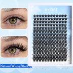 Lash Clusters Kit 9mm-16mm Eyelash Clusters C curl Lash Extension Kit Individual Lashes Cluster DIY Wispy Volume Lashes Natural Eye Lash Clusters False Mink Lash Trays with Lash Bond&Tweezers