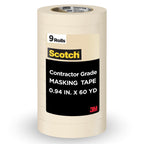 Scotch Contractor Grade Masking Tape, 0.94 inches by 60.1 Yards (540 Yards Total per roll), 4 Pack