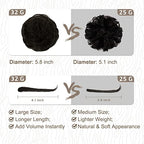 BARSDAR Human Hair Bun Extension - Human Hair Bun Scrunchie for Women Girls - Real Hair Buns Hair Piece Large Black Hair Bun Extensions Updo Chignons Daily - Natural Black