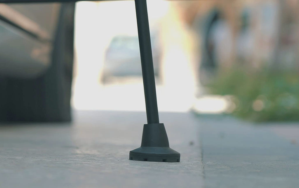KMINA Crutch Tips 7/8 Inch (x2 Units), All Terrain Non-Slip Cane Tips, Heavy Duty Rubber Replacement, Wide Base Stability, Patented, Made in Europe