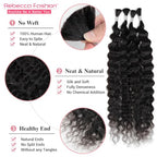 Rebecca Fashion Human Braiding Hair for Boho Braids Super Wave Bulk Human Hair for Braiding 95G 18 Inch No Weft Wet and Wavy Bulk Human Hair Extensions 4 Bundles/Pack Natural Color