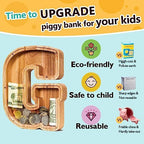 SummiDate Wooden Letter Piggy Bank| Piggy Bank for Boys Girls Toddler| Alphabet G Money Bank| Coin Bank Birthday Gift for Kids|Birthday Gift for Kids (G)