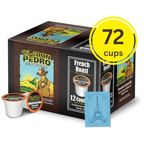 Cafe Don Pedro Assortment Pack Low Acid Coffee Pods - Compatible With Keurig K-cup Coffee Maker - Try 6 Different Coffees - 12 Cups Each, 72 count