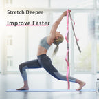Stretching Strap Yoga Strap with Loops, Stretch Straps for Physical Therapy, Non-Elastic Exercise Strap for Pilates, Dance and Gymnastics with Workout Guide (Blue/Light Blue+Pink/Light Gray)