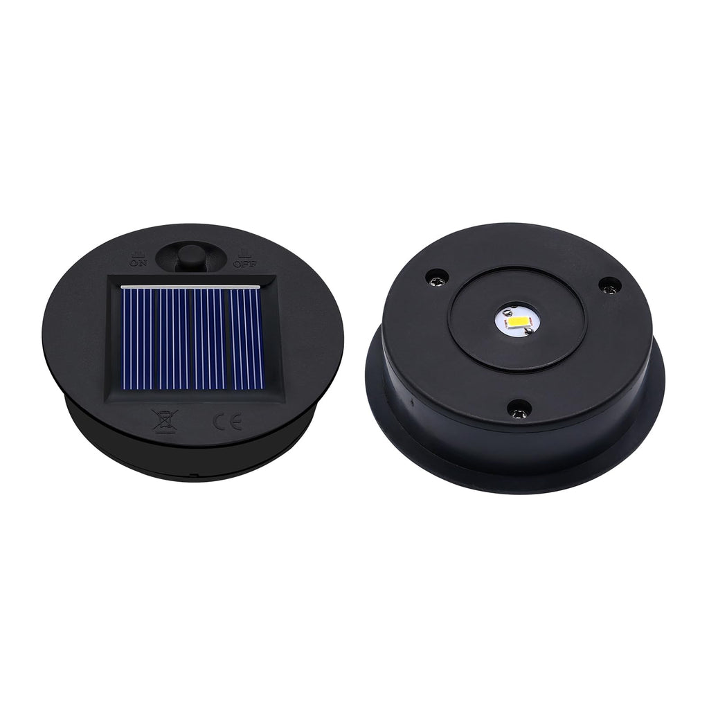 Solar Lights Replacement Top 2 Pack - 2.76 Inches Outdoor Replacement Solar Light Parts, LED Solar Lantern Light Lids, Waterproof Solar Lights Replacement Top Kit for Outdoor DIY Hanging Lanterns