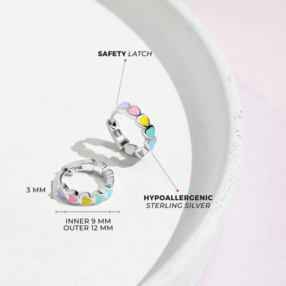 In Season Jewelry Heart Huggie Girls Hoop Earrings for Kids - Multicolor
