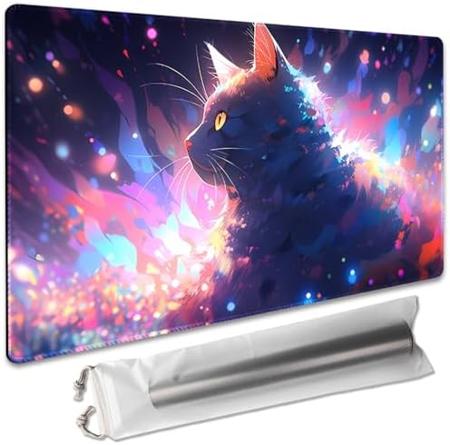 Board Game 14x24in MTG Playmat Compatible for OCG CCG RPG TCG Playmats (Colorful Cat 1)