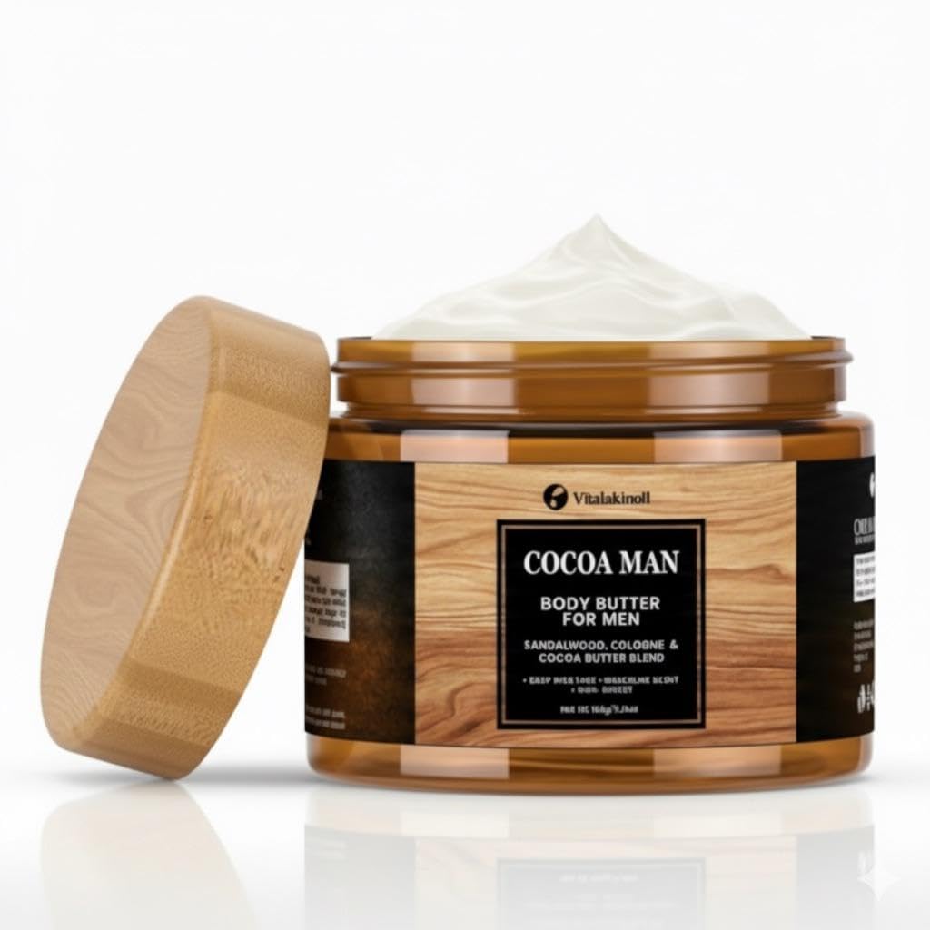 Body Butter for Men- Cocoa King Body Butter - Cocoa butter and Cologne Scent - 5.26 oz Body Cream Blend