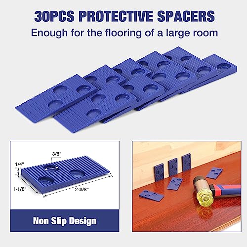 WORKPRO Laminate Flooring Installation Kit - Rubber Mallet with Fiberglass Handle, Knee Pads, Heavy Duty Pull Bar, Solid Tapping Block and Spacers - Premium Wood Flooring Installation Tool