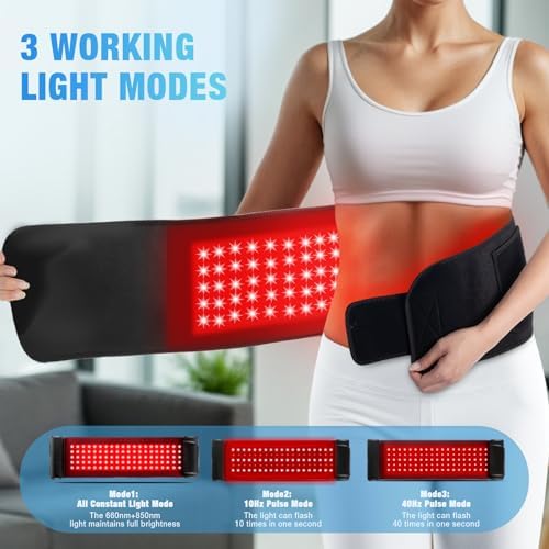 2-in-1 Red Light Therapy Belt, Wired & Wireless Controller with 3000mAh Battery Rechargeable Magnetic LED Screen Controller, 49" * 7" Infrared Red Light Therapy for Body for Muscle Pain Relief