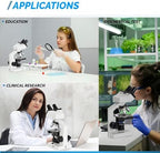 OMAX M82E Series LED Binocular Compound Lab Microscope - 40X-2000X Magnification - Microscope Kit with 100 Blank Slides & Cover Slips