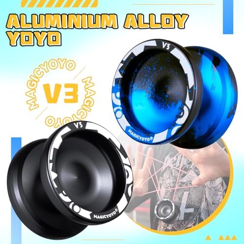 MAGICYOYO V3 Yoyos Professional Responsive Yoyo 2 Pack, Professional Metal Yo Yo for Beginner, Dual Purpose Pro Yo-yo Toy with KK Bearings + Removal Bearing Tool + Axle + Case Bag + 12 Yoyo Strings