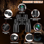 10-30x50 Zoom Binoculars for Adults, High Powered Military Binoculars for Bird Watching Traveling Hunting Concerts with Large View,BAK4,FMC Lens,Clear Low Light Vision at Night