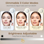 Travel Makeup Mirror with Lights, Lightened 10X/1X Double Sided Magnifying Mirror with 3 Colors, Brightness Adjustable Portable LED Mirror Valentines Day Gifts for Her Women Girls (White)