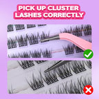 Natural Lash Clusters Kit 10-12mm with 6mm Bottom Lashes Wispy Lash Extension Kit 114Pcs C Curl Cluster Eyelash Extensions Superfine Band DIY Individual Cluster Lashes with Lash Bond and Remover