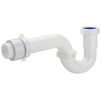 (1 Pack) Yariwiz White P Trap 1 1/2 Inch for Bathroom Kitchen Sink Drain Pipe Tubular Kit with White Threaded Adapter and Blue TPE Washer KSD-001W