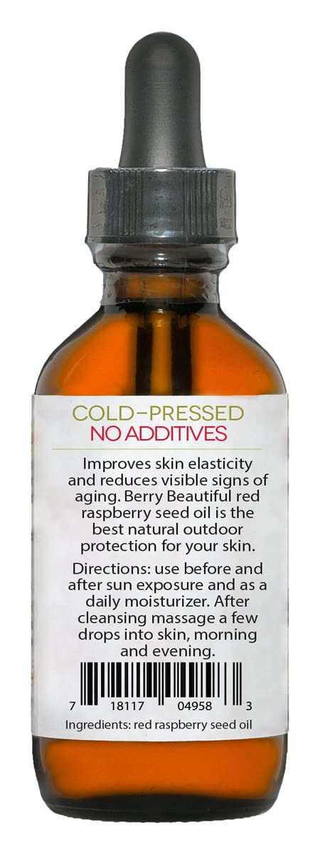 Berry Beautiful 100% Pure Red Raspberry Seed Oil – 2 fl oz | Sustainably Cold-Pressed from Northwest Co-op Raspberries