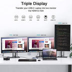 USB Docking Station GIQ USB C HUB USB 3.0 to Dual HDMI VGA Adapter Triple Display USB C Laptop Docking Station Dual Monitor HDMI Splitter Extender Compatible with MacBook M1 M2 USB Dock-Grey