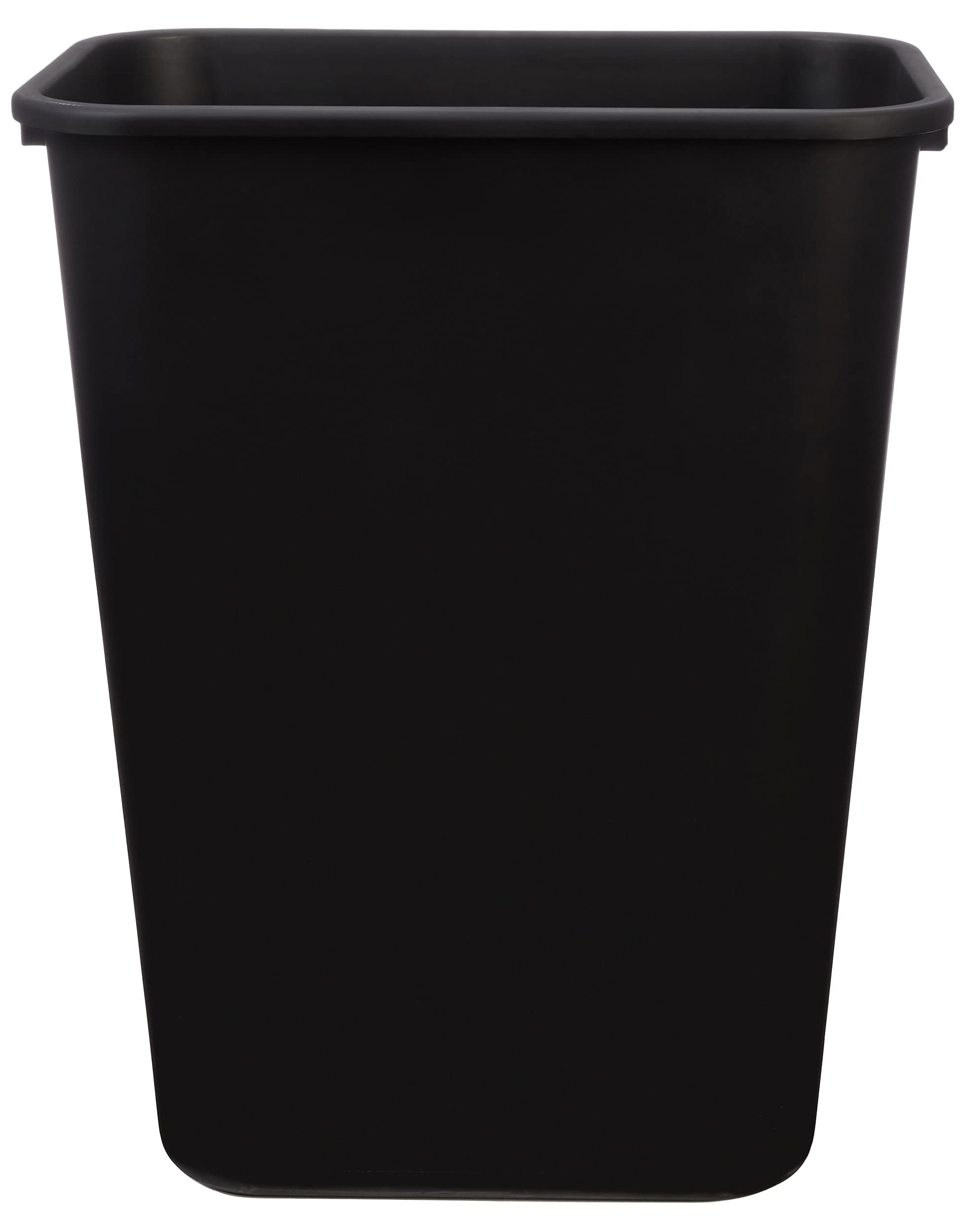 Amazon Basics Rectangular Plastic Office Wastebasket, Easy to Clean,15.5"L x 11.5"W x 20"H, 10 Gallon, Black, 2-Pack