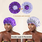Satin Bonnet Silk Bonnet Hair Bonnet for Sleeping Bonnets for Black Women - 5pcs Large Adjustable Bonnet for Curly Hair