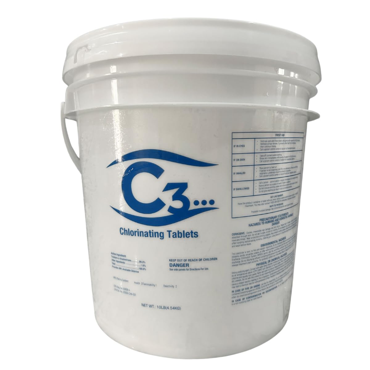 C3-10lb Chlorine Tablets, 3 Inch | Swimming Pool & Spa Chlorine Tablets | Long-Lasting, Slow Dissolving, Individually Wrapped Chlorine Tabs | Tri-Chlor 3 Inch Tablets Pool Cleaner