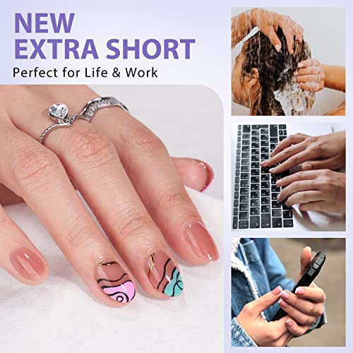 Extra Short Almond Nail Tips - BTArtbox XCOATTIPS Gel Nail Tips Natural with Tip Primer Cover, Pre-shaped Full Matte Oval Gel Press On Nails Clear Soft Fake Nails for Daily Nail Art