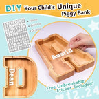 SummiDate Wooden Letter Piggy Bank| Piggy Bank for Boys Girls Toddler| Alphabet D Money Bank| Coin Bank Birthday Gift for Kids|Birthday Gift for Kids (D)