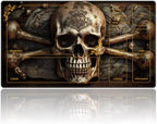 DEGDFSGR for MTG Playmat with Zones 24 x 14 inches for TCG Playmats Non-Slip Rubber Base Commander Play Mat for Magic The Gathering Playmat Iorcana Trading Card Game, Pirate Skull Crossbones