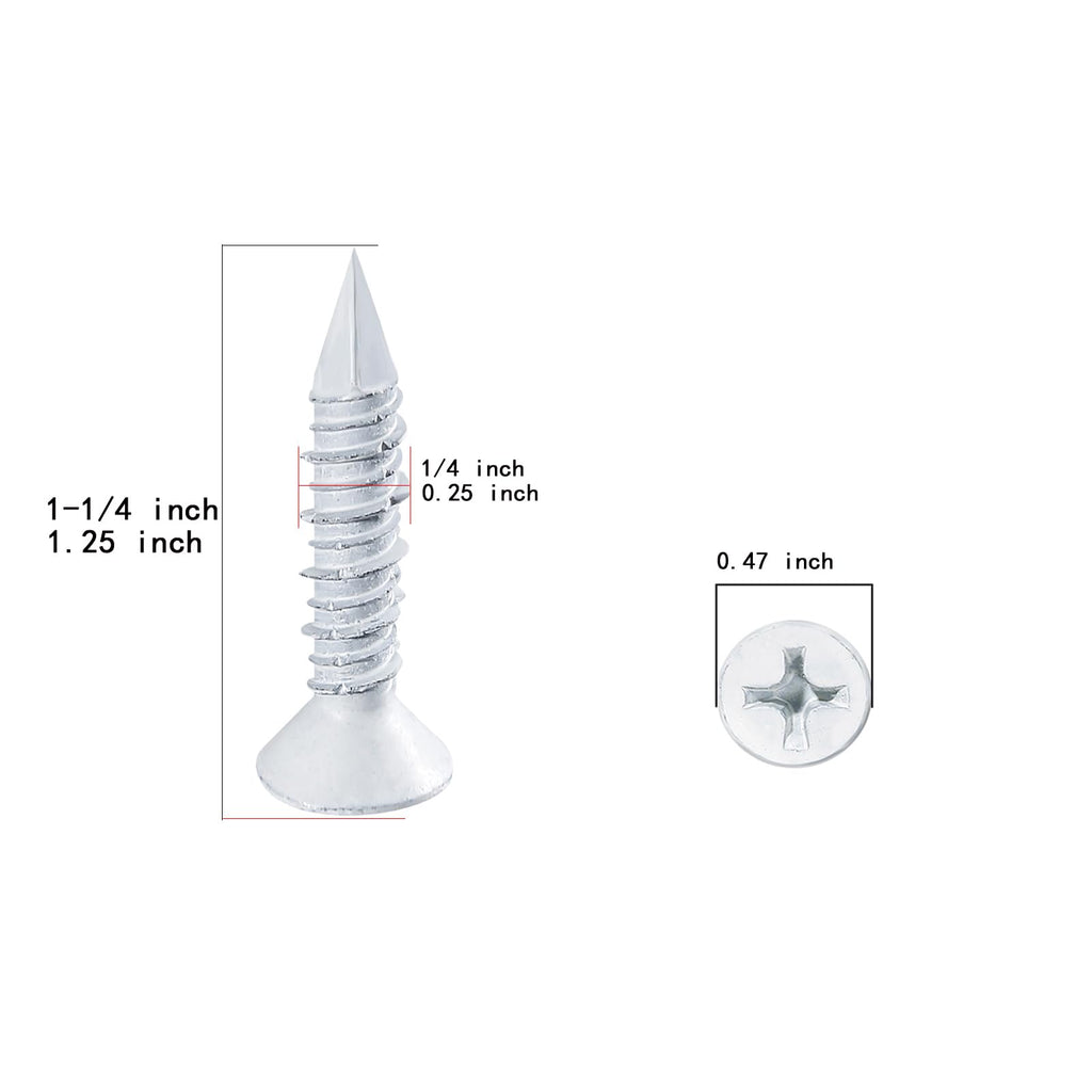 WenSilon(100 PCS) 1/4" x1-1/4 White Concrete Screw Anchor White Flat Head for Anchoring to Masonry, Block or Brick Stucco