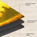 Playmats for Magic: The Gathering MTG Card Game Mat Plus 50 Pcs Card Sleeves, 24 x 14 inch TCG Mat with Stitched Edge for Commander Deck Duskmourn Board Game, Golden Chocobo