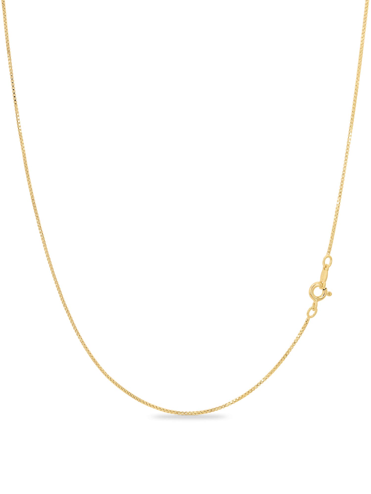 KEZEF Dainty Box Chain Necklace for Women, 18K Gold Plated Silver, 18 Inch