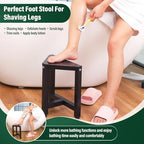 TYYIHUA Shower Foot Stool for Shaving Legs 13.2", Bamboo Shower Stool for Inside Shower, Corner Shower Foot Rest for Small Spaces, Waterproof Small Shower Bench for Bathroom, Black