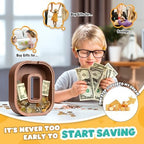 Summidate Wooden Letter Piggy Bank, Extra Thick Large Capacity Piggy Bank for Kids Boys Girls Toddler, Alphabet O Money Bank| Coin Box Birthday, Christmas, Festival