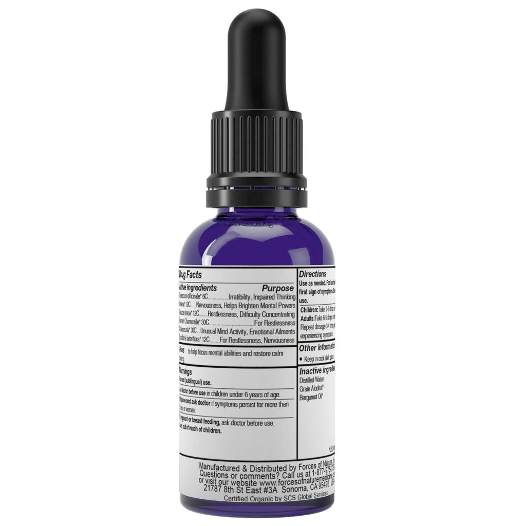 Forces of Nature Focus Supplement, Focus More Homeopathic Medicine, Nootropics Brain Support Supplement, Helps Memory & Concentration, 1 fl oz