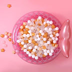 Ball Pit Balls with Starballs 100 - Crushproof Plasticballs for Babies Toddlers Kids Children for 1 2 3 4 5 Years Old,5 Colors,2.15inches, Beige Gold White Clear