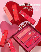 Matte Liquid Lipstick Set-3Pcs High Pigmented Lip Stain Tint,Matte Velvet Lip Gloss,Up to 16H Wear Lipgloss,Long Lasting Waterproof Non-Stick Tinted Lipstain,Women‘s Day Makeup Gift Kit for Women-SetB
