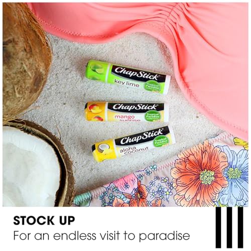 ChapStick Bulk Lip Balm, Aloha Coconut, 12-Pack – Luscious & Tropical Lip Moisturizer, 0.15 Ea