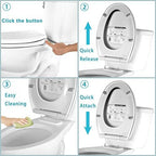 Hibbent Premium Elongated Toilet Seat with Cover Quiet Close, One-Click to Quick Release, Easy Installation Non-Slip Seat Bumpers, Slow Close Toilet Seat and Cover, Easy Cleaning-White Color