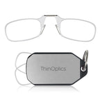 Always With You by ThinOptics Keychain Reading Glasses - Slim, Folding Armless Pocket Readers with Protective Keychain Case - Lightweight, Durable & Convenient - Silver, Clear 2.5x