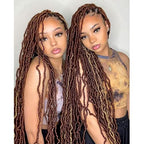 Leeven 30 Inch Boho Soft Locs 7 Packs Distressed New Faux Locs Crochet Braids Hair Brown Pre Looped Natural Butterfly Locs Messy Goddess Locs Curly Wavy Synthetic Hair for Women 15 Strands/Pack #30