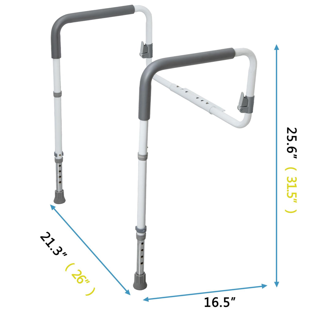 WeHwupe Toilet Safety Rails for Elderly Adults - Adjustable Bathroom Toilet Safety Frame with Handles - Stand Alone Toilet Grab Bar for Senior, Handicap & Disabled,Fits Most Toilets, White, TRX-8002