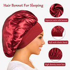 Satin Bonnet Silk Bonnet Hair Bonnet for Sleeping- 4 Pack Bonnets for Black Women with Wide Elastic Band for Curly Hair