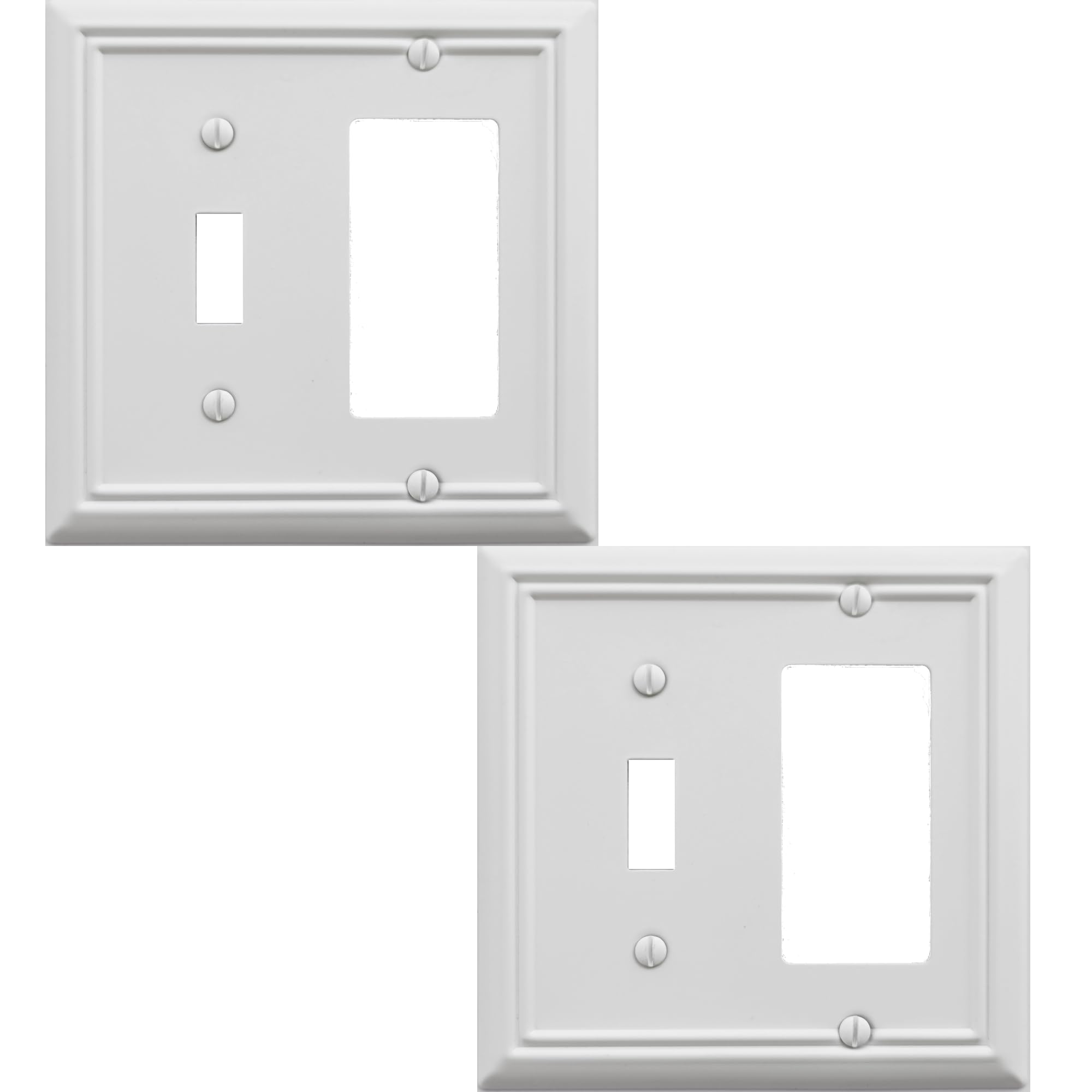 OKAWYC Toggle/Decorator Light Switch Cover Adler Metal Wall Plate, 2-Pack White 2 Gang, for Receptacle Dimmer Switch GFCI Outlet, Switch Cover Decorative Wallplate, Durable